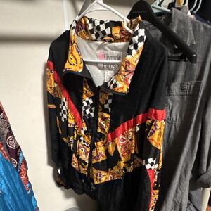 Vintage Olympic Exposure XL Geometric Black Multicolor Windbreaker, Full Zip